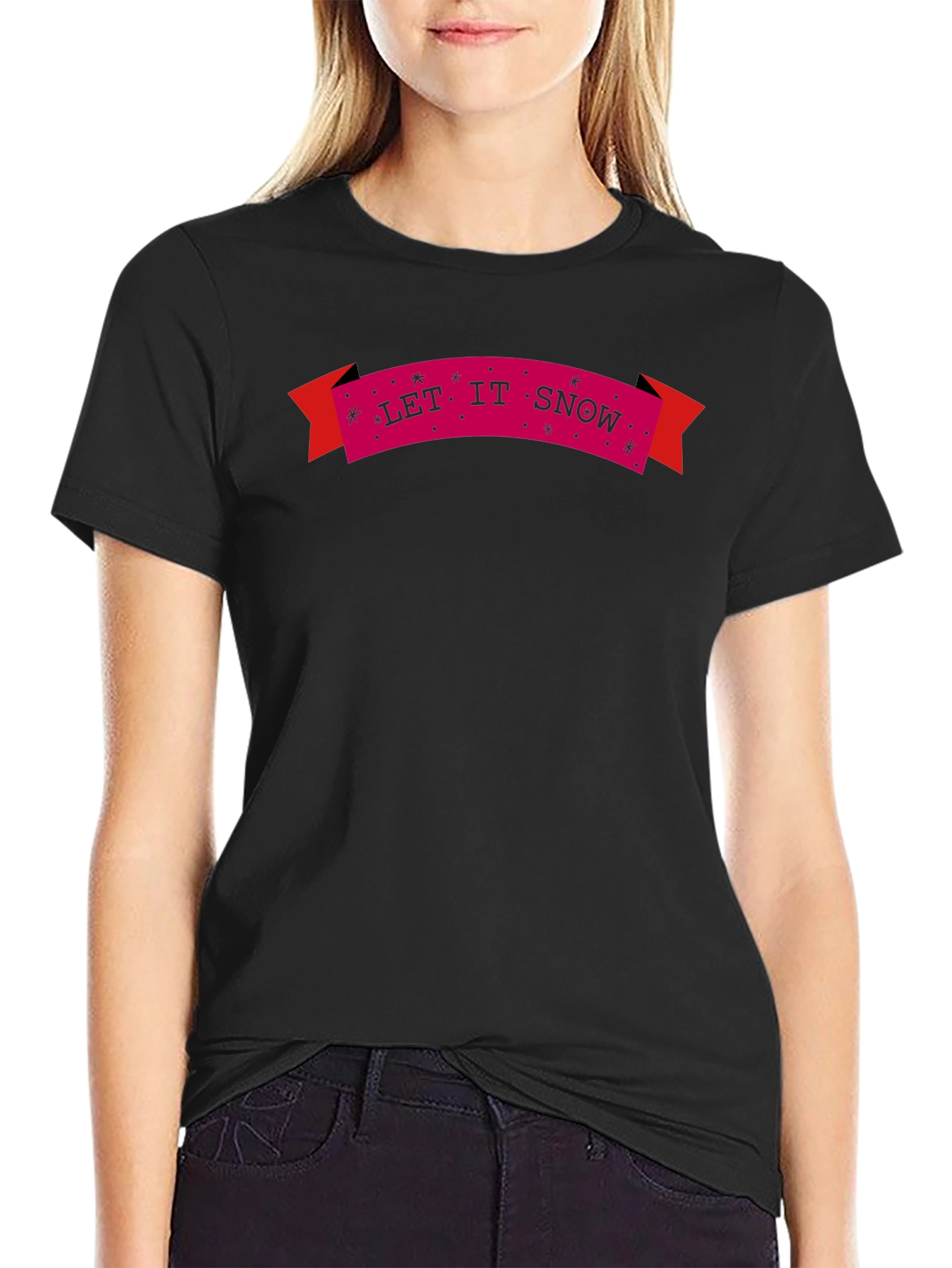 Let It Snow Holiday Tee - Black