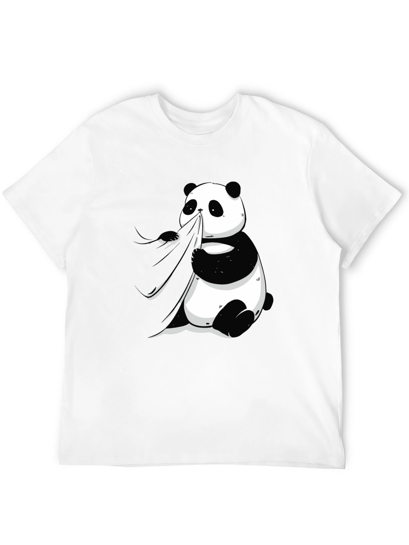 Panda Eating Bamboo Graphic Tee - Mens Black T-Shirt