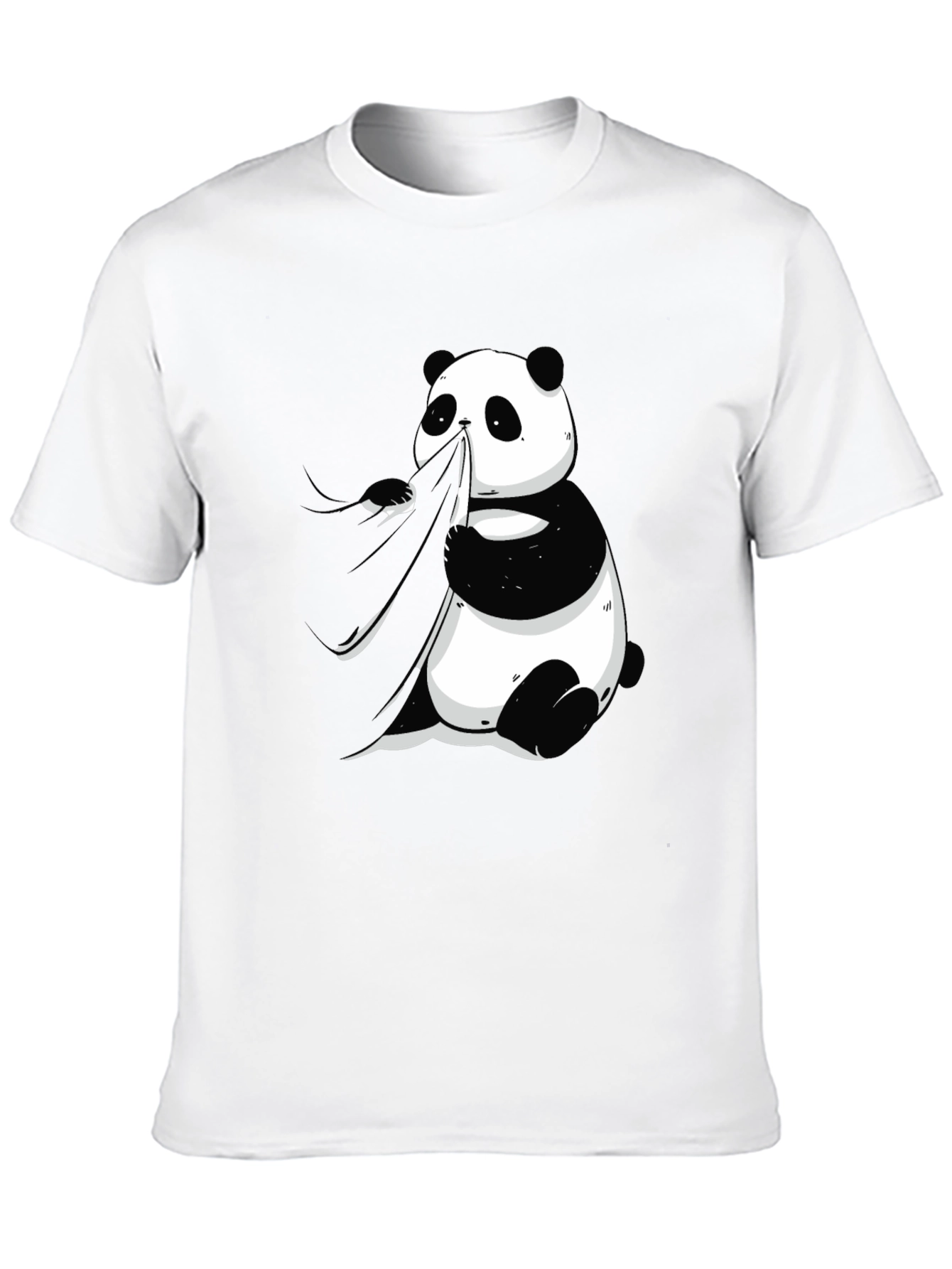 Panda Eating Bamboo Graphic Tee - Mens Black T-Shirt