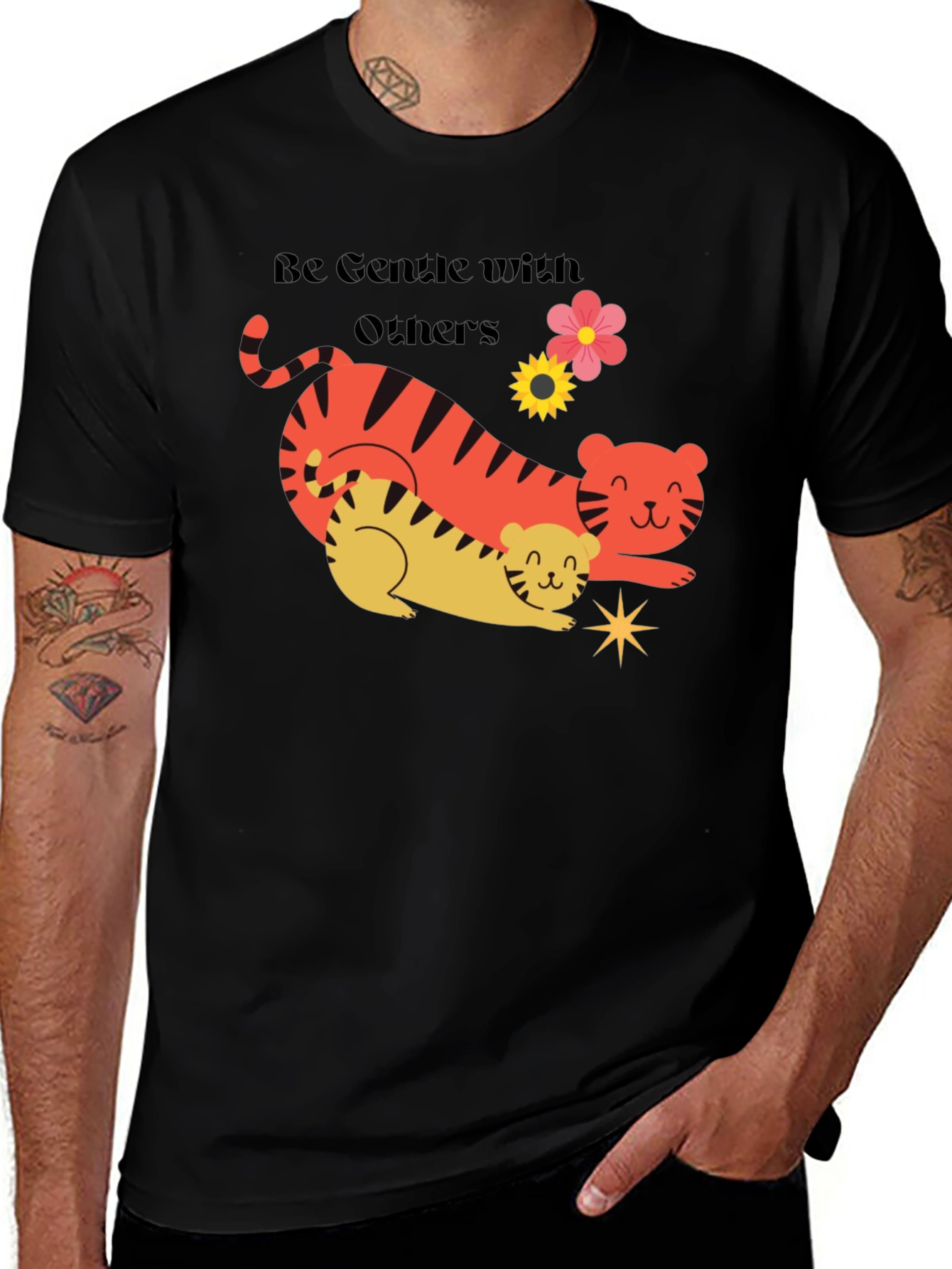 Gentle Tigers Graphic Tee - Soft Black Shirt
