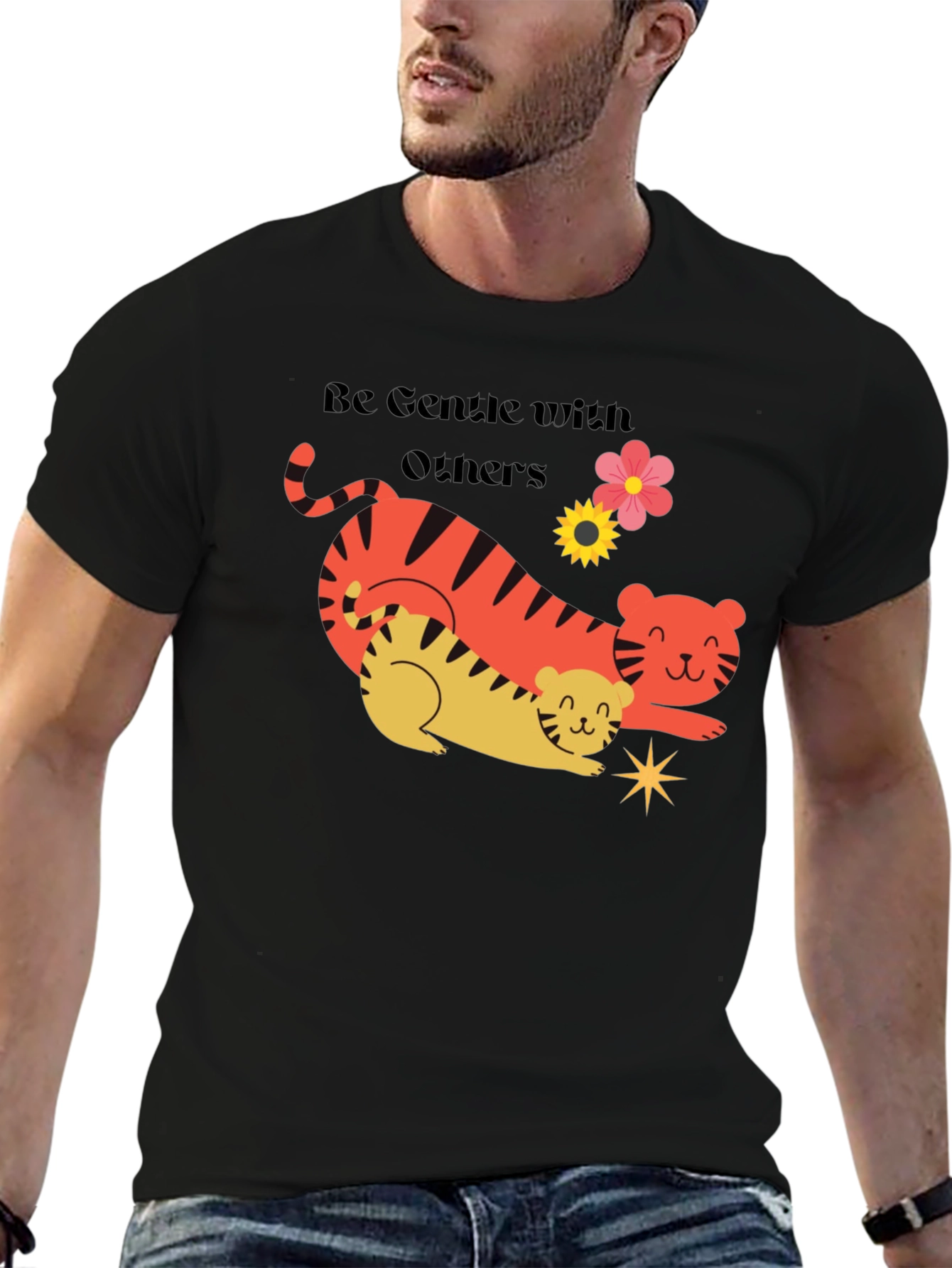Gentle Tigers Graphic Tee - Soft Black Shirt