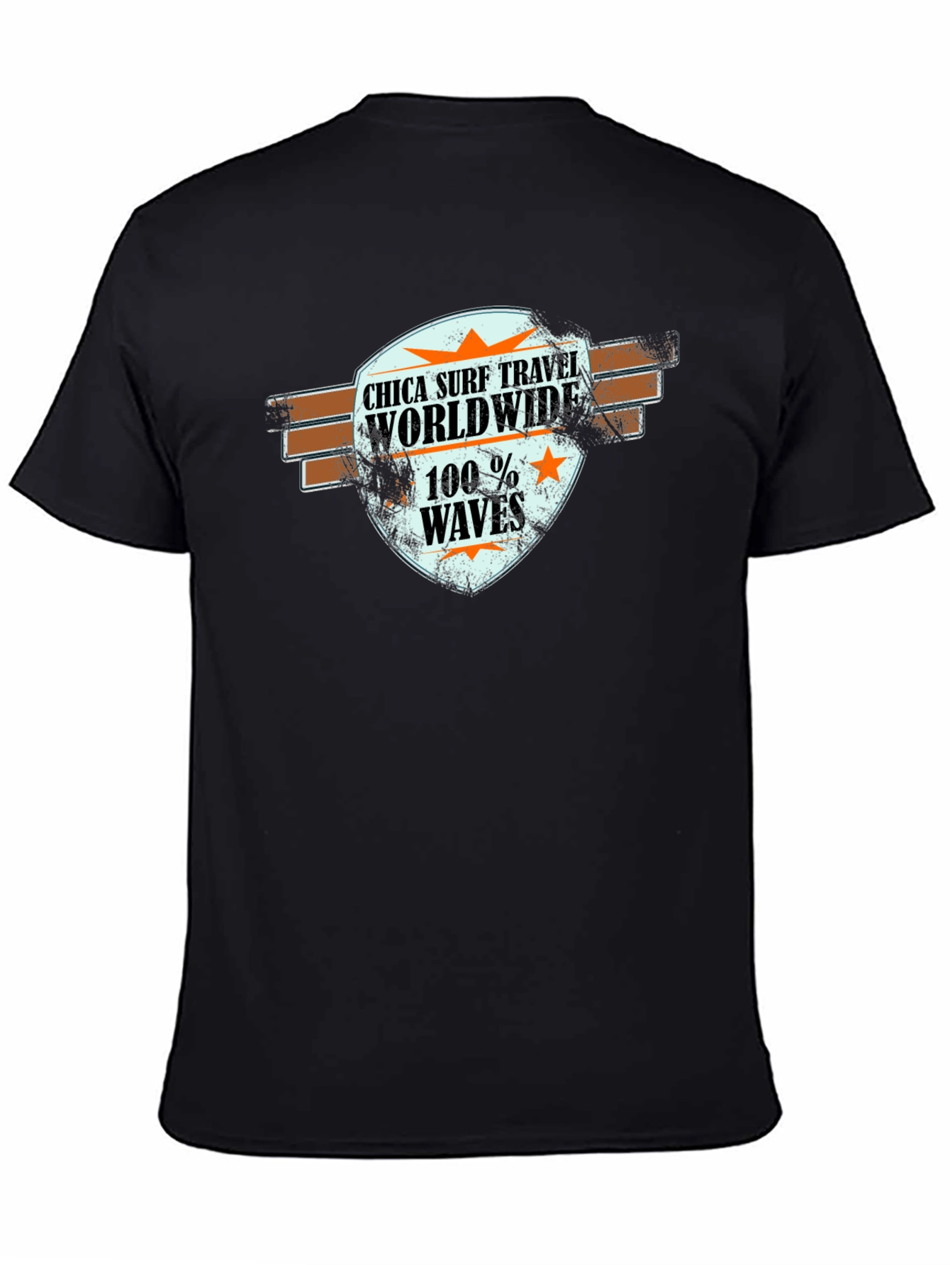 Chica Surf Travel Worldwide Black T-Shirt