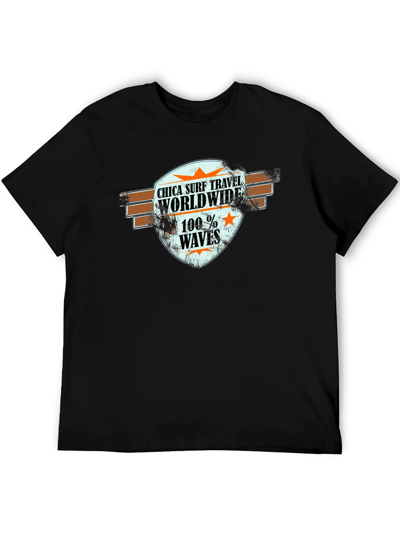 Chica Surf Travel Worldwide Black T-Shirt