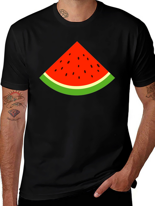 Watermelon Slice Graphic Tee - Black Cotton T-Shirt