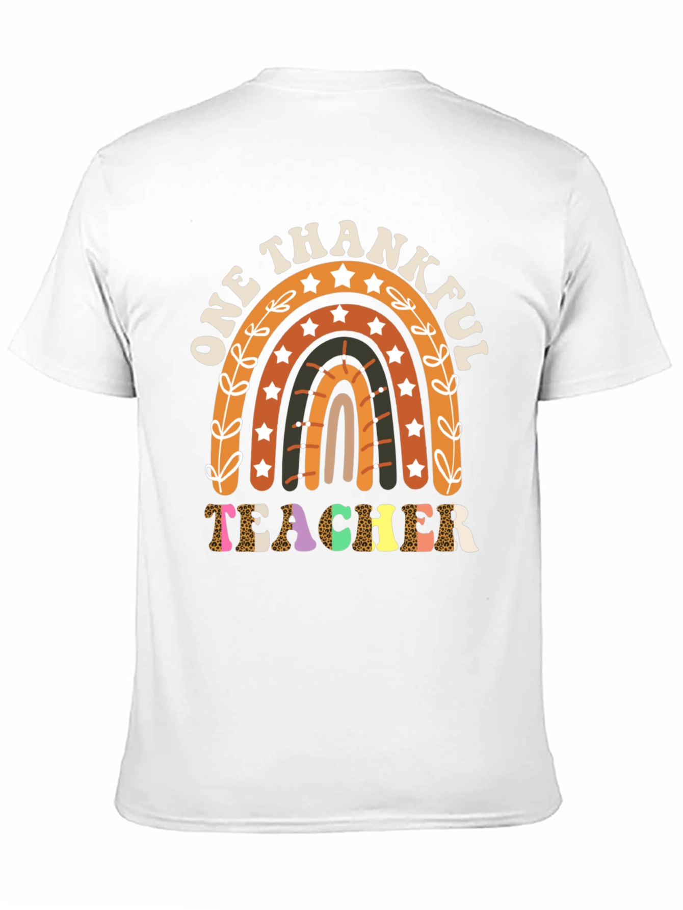 One Thankful Teacher T-Shirt Fall Rainbow Tee