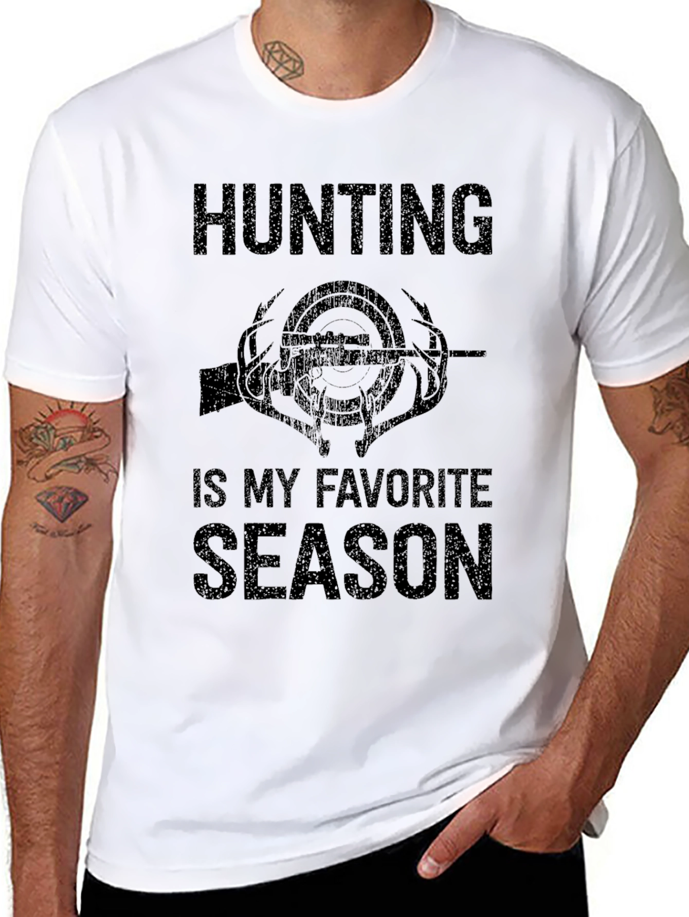 Hunting Season Graphic Tee - Black Cotton T-Shirt