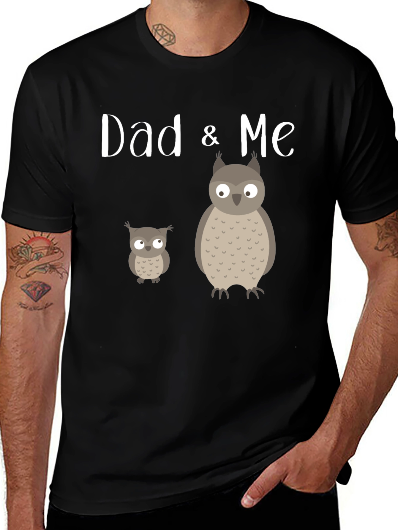 Dad & Me Owl Graphic Tee - Black