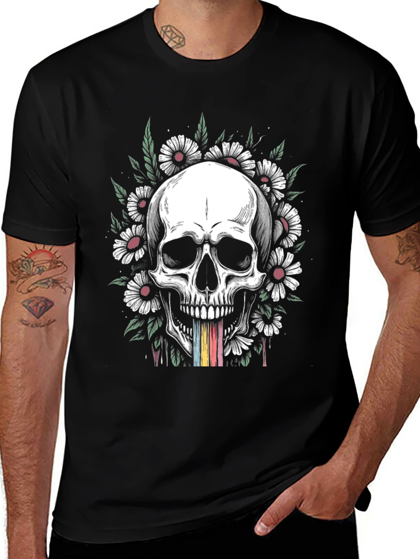 Skull & Daisy Graphic T-Shirt - Unique Design