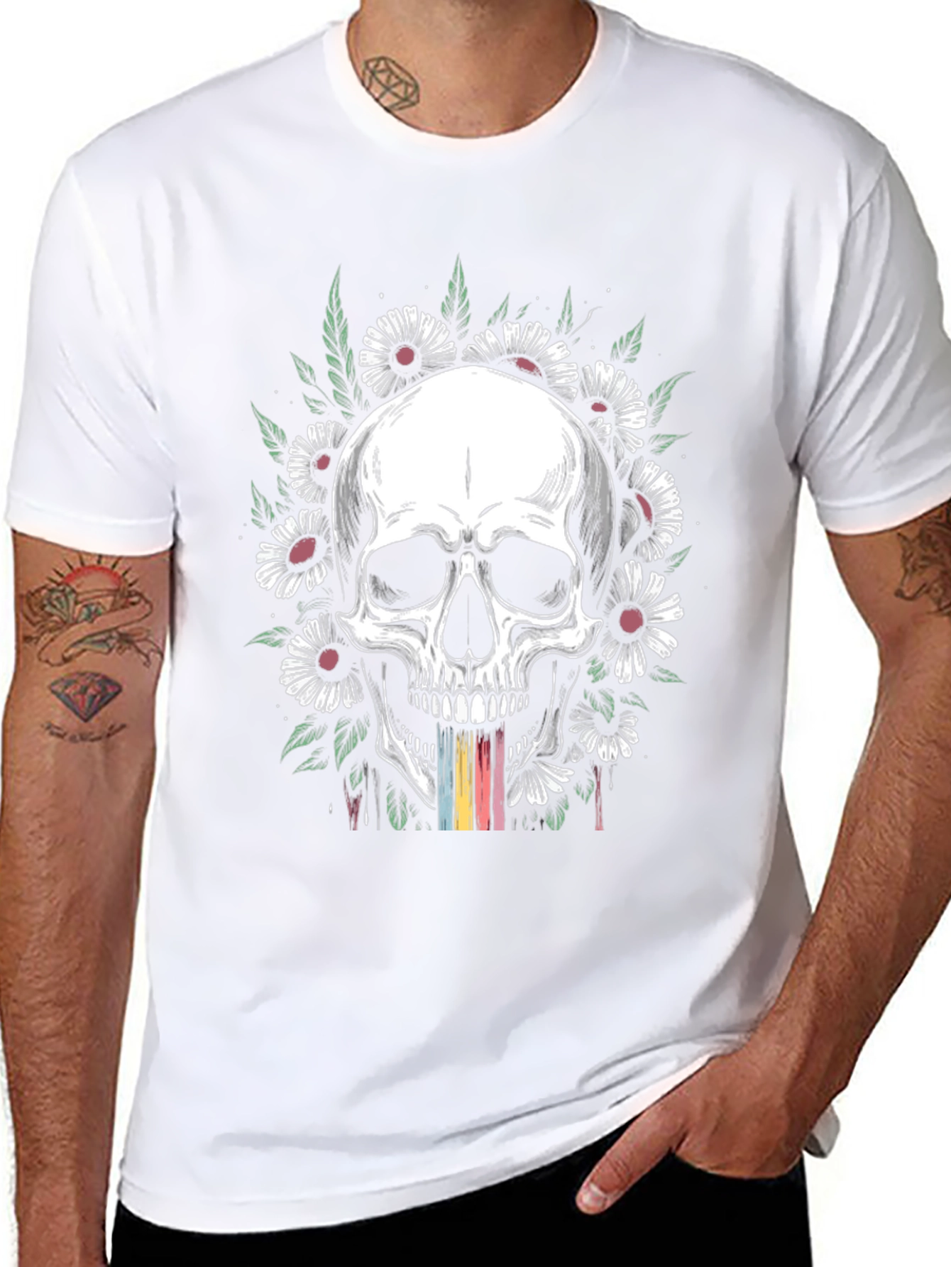 Skull & Daisy Graphic T-Shirt - Unique Design