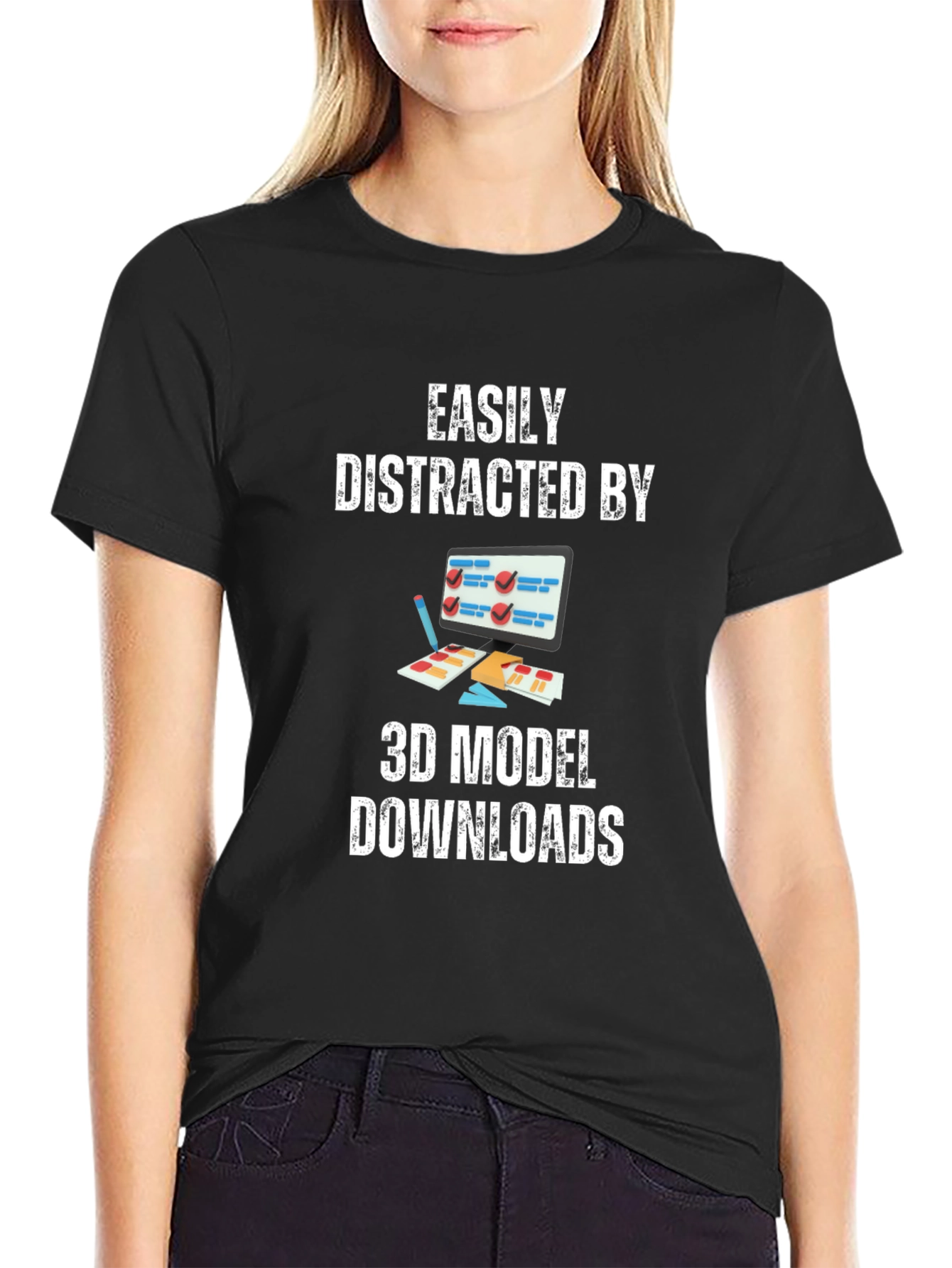 Easily Distracted By 3D Model Downloads T-Shirt