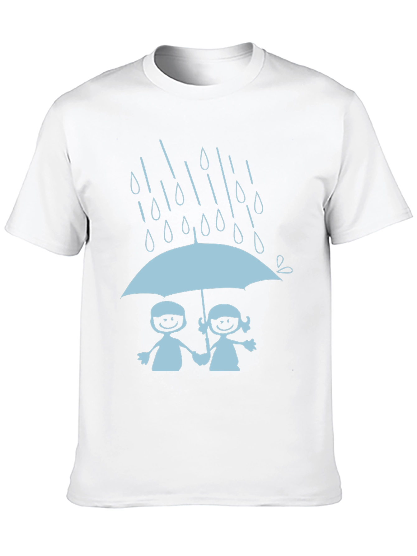 Cute Couple Under Umbrella Black T-Shirt