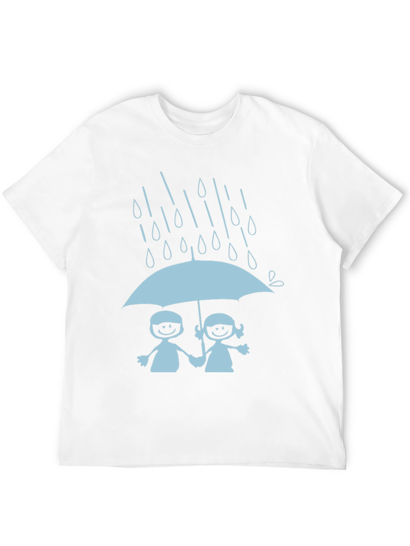 Cute Couple Under Umbrella Black T-Shirt