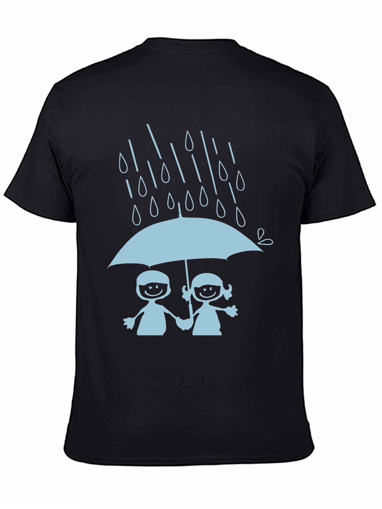 Cute Couple Under Umbrella Black T-Shirt