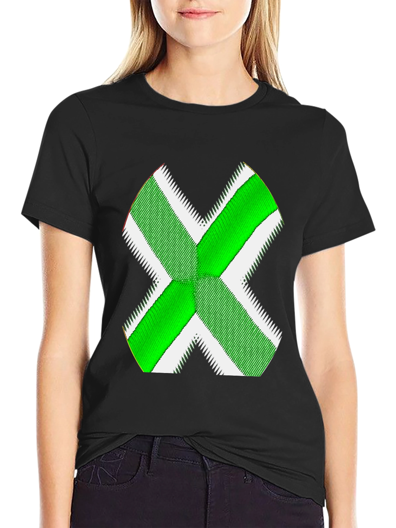 Green X Graphic Black T-Shirt
