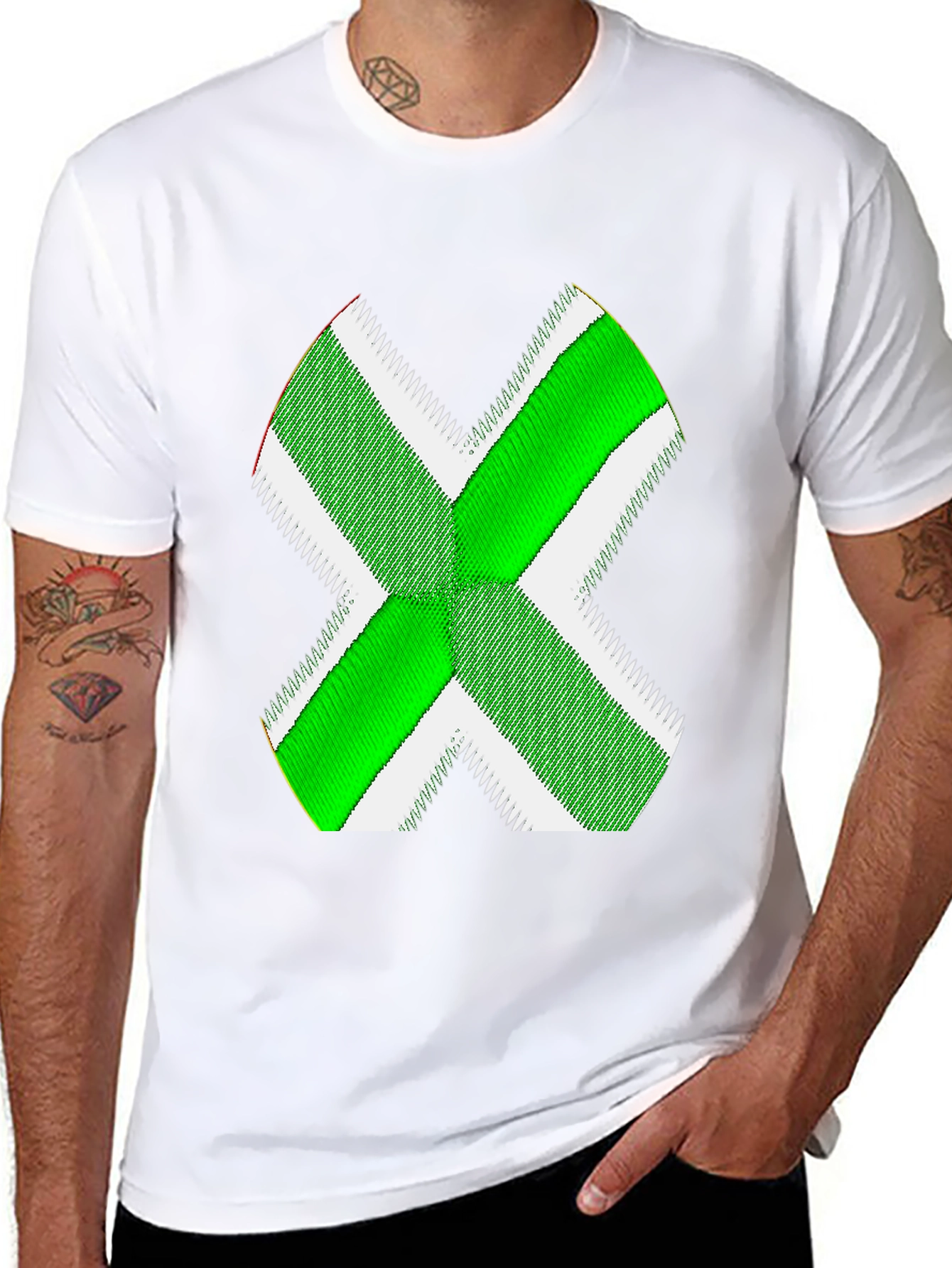 Green X Graphic Black T-Shirt