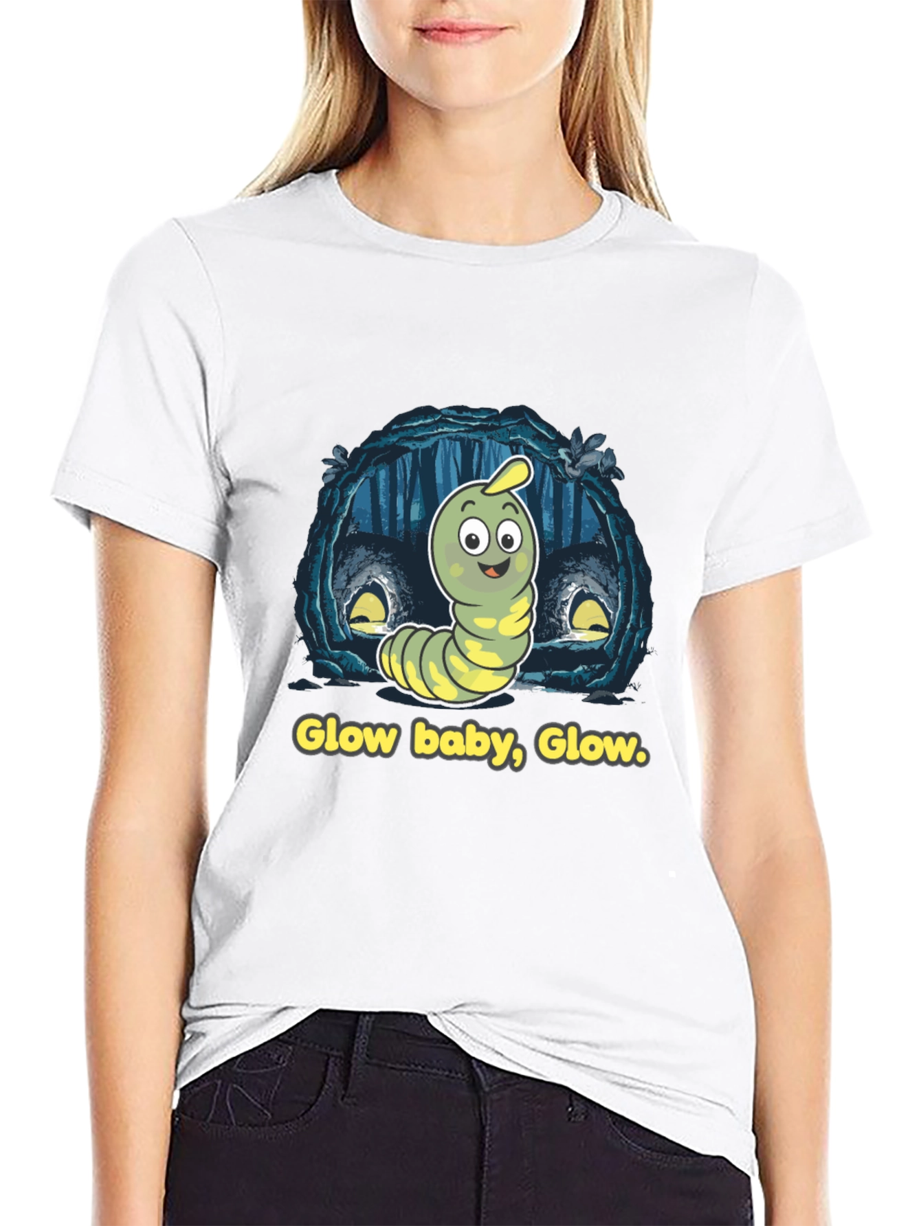Glow Baby Glow T-Shirt - Luminous Worm Design