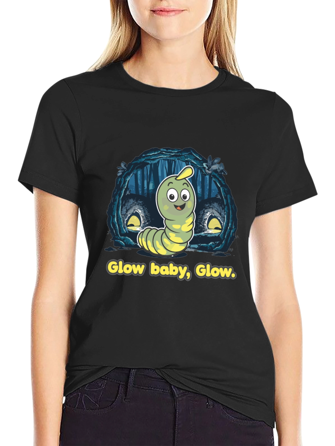 Glow Baby Glow T-Shirt - Luminous Worm Design
