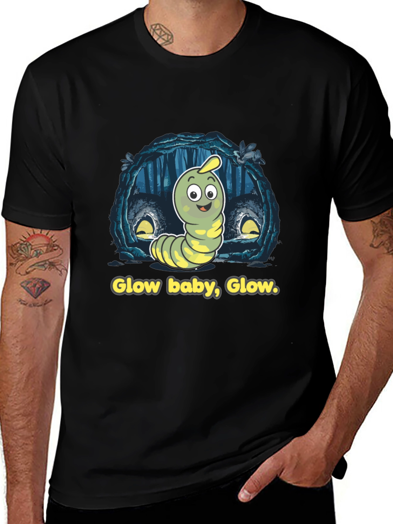Glow Baby Glow T-Shirt - Luminous Worm Design