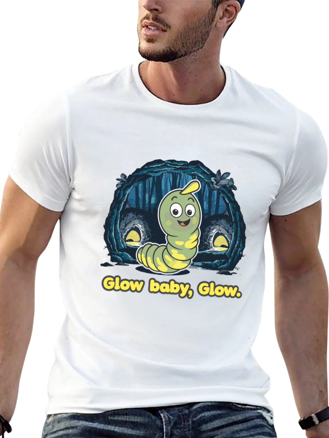 Glow Baby Glow T-Shirt - Luminous Worm Design