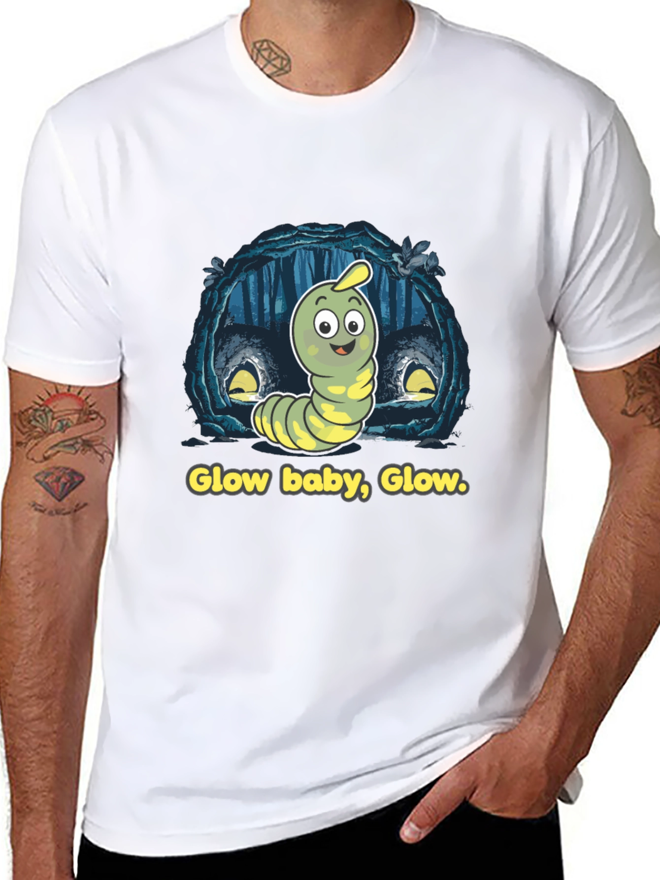 Glow Baby Glow T-Shirt - Luminous Worm Design