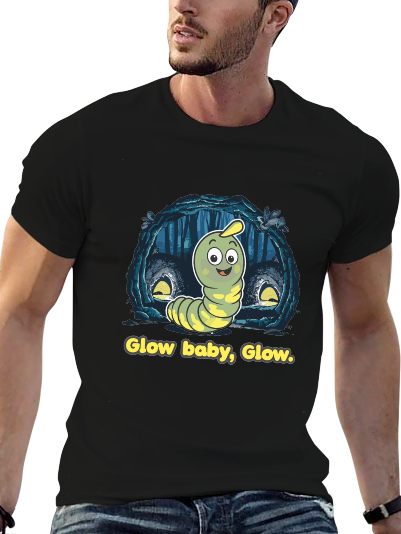 Glow Baby Glow T-Shirt - Luminous Worm Design