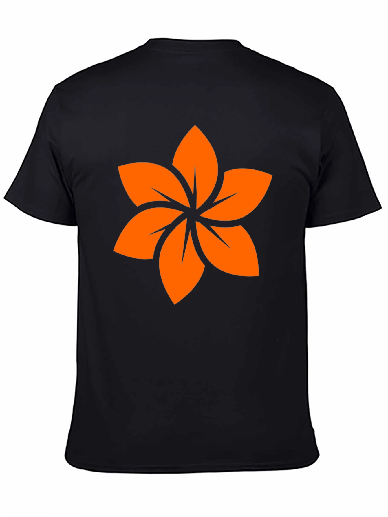 Black T-Shirt with Orange Floral Design