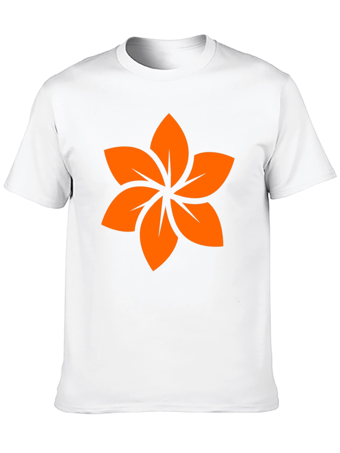 Black T-Shirt with Orange Floral Design