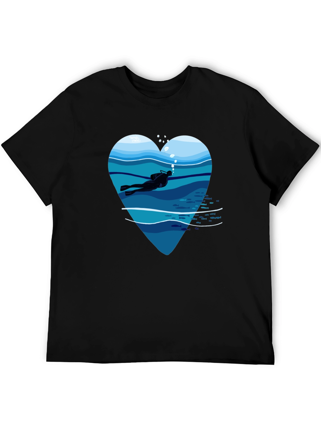 Diver Heart Graphic Tee - Black