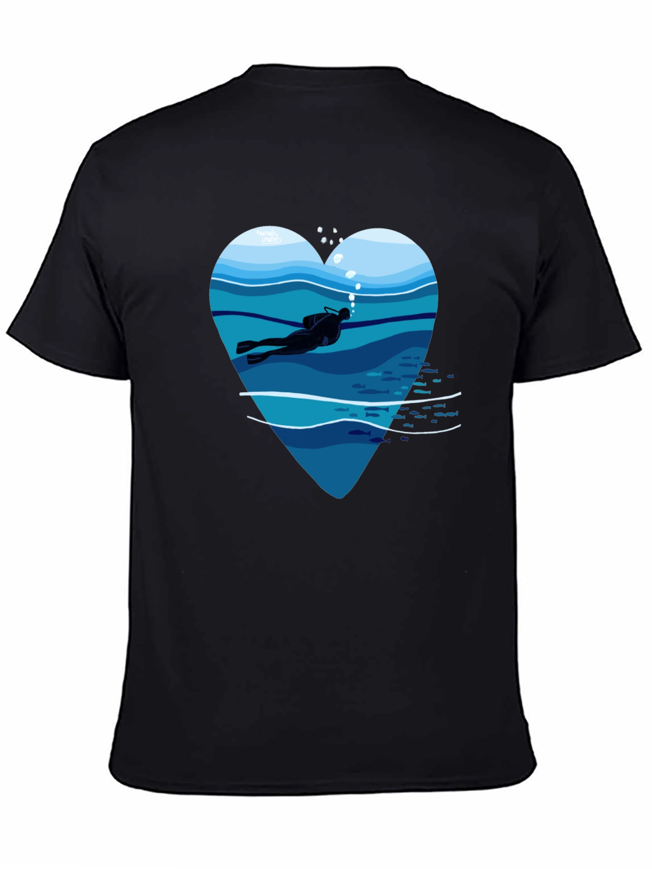 Diver Heart Graphic Tee - Black