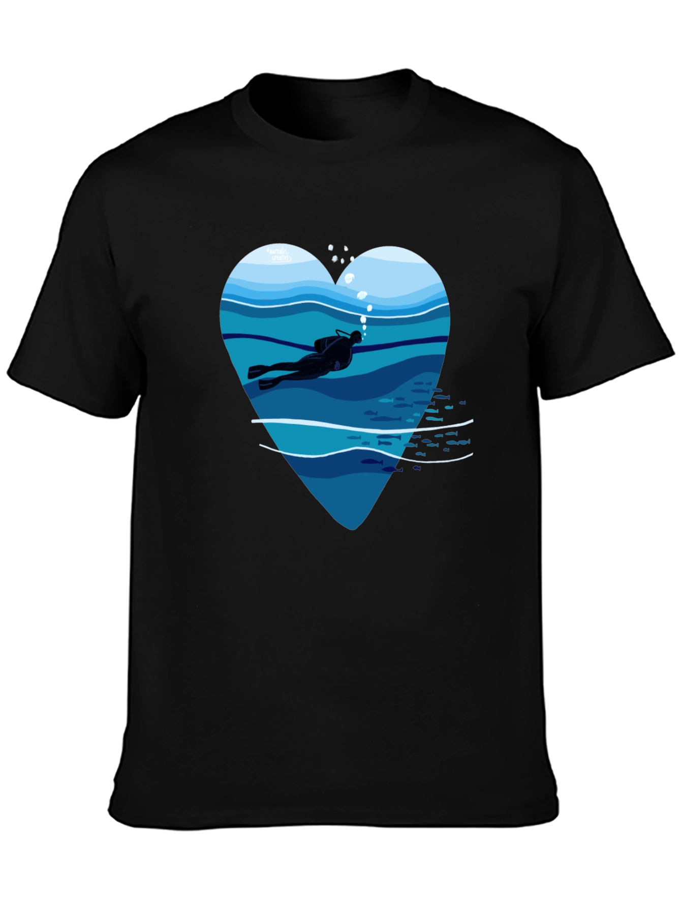Diver Heart Graphic Tee - Black