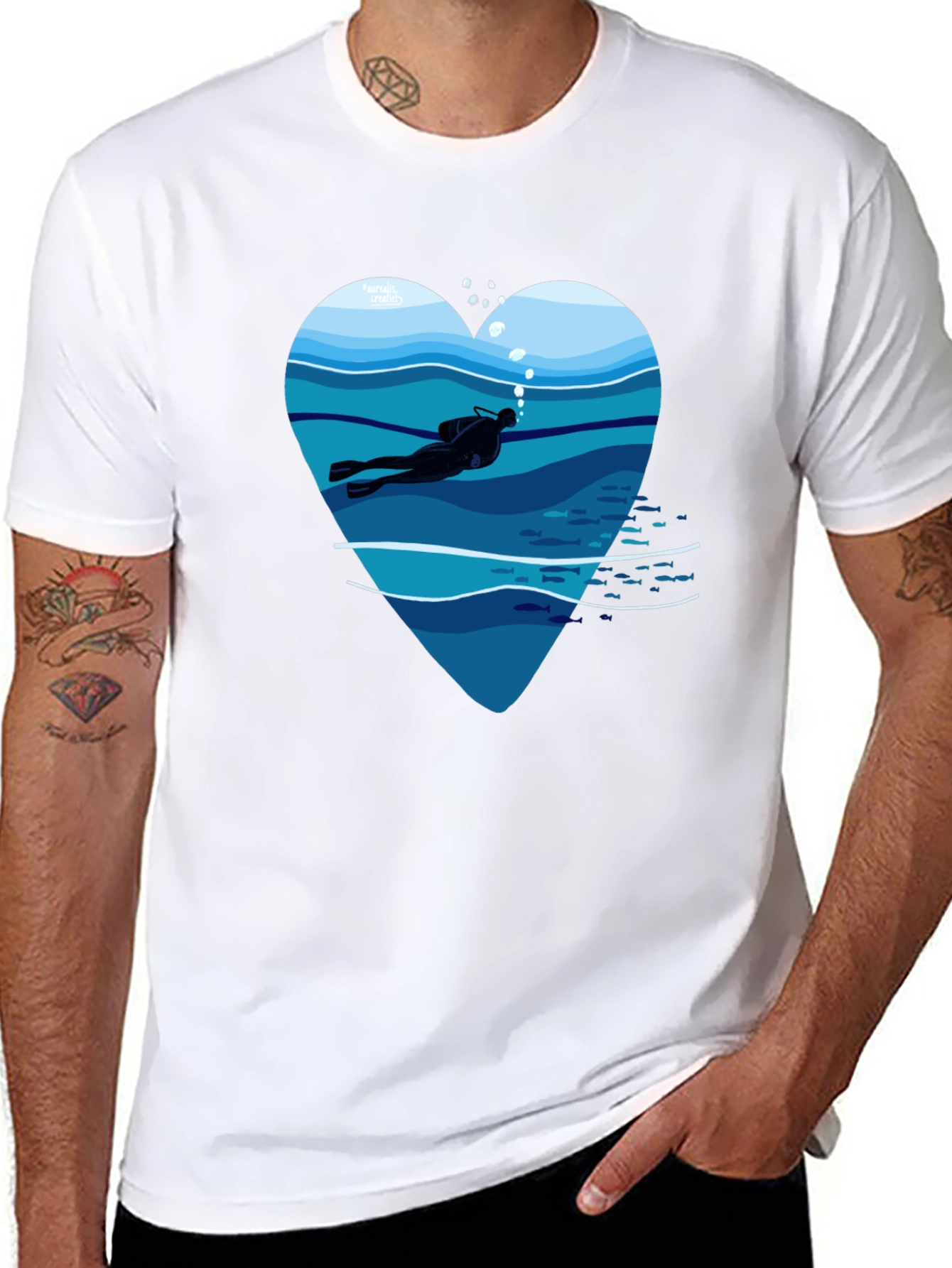 Diver Heart Graphic Tee - Black