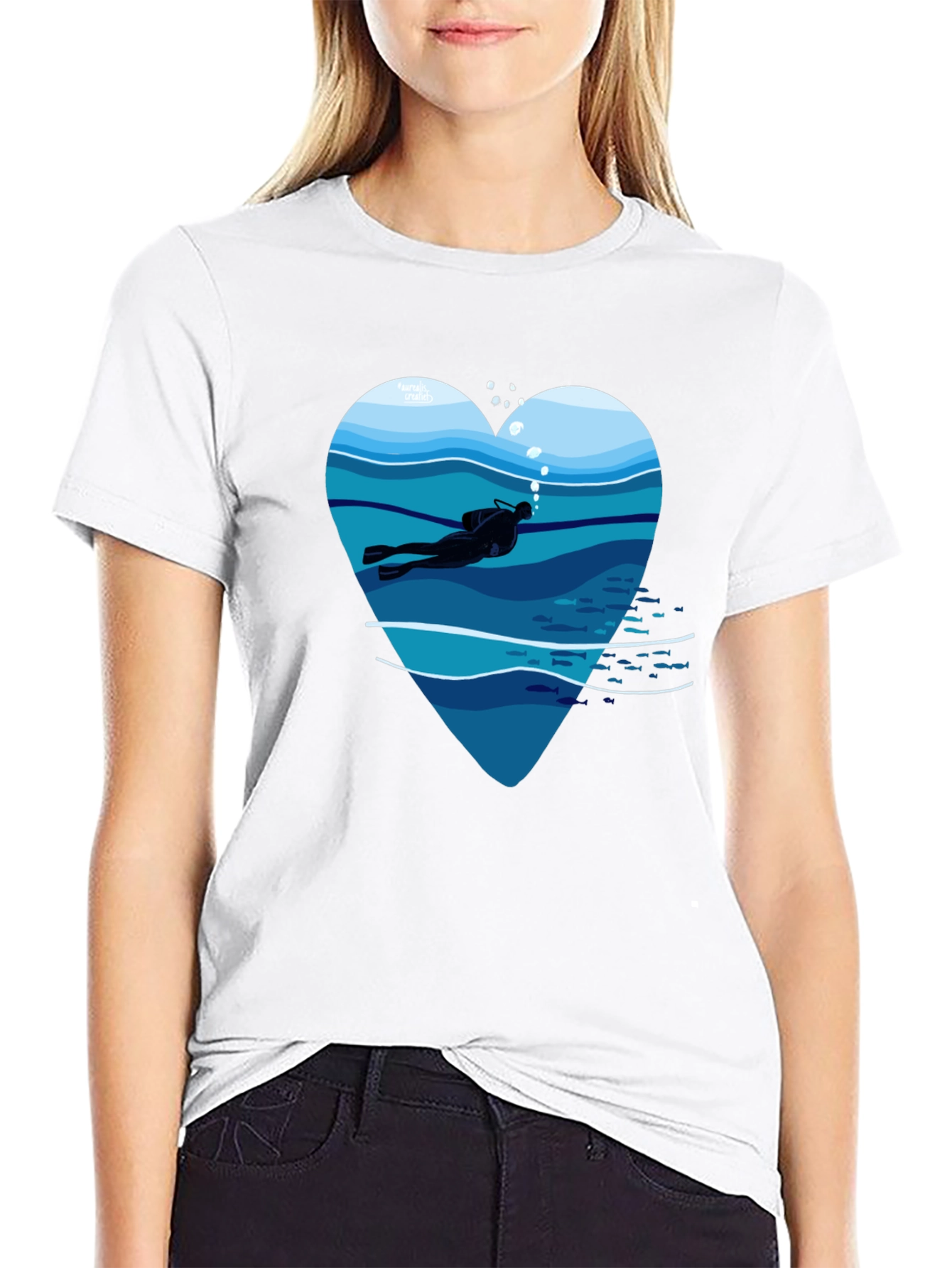 Diver Heart Graphic Tee - Black