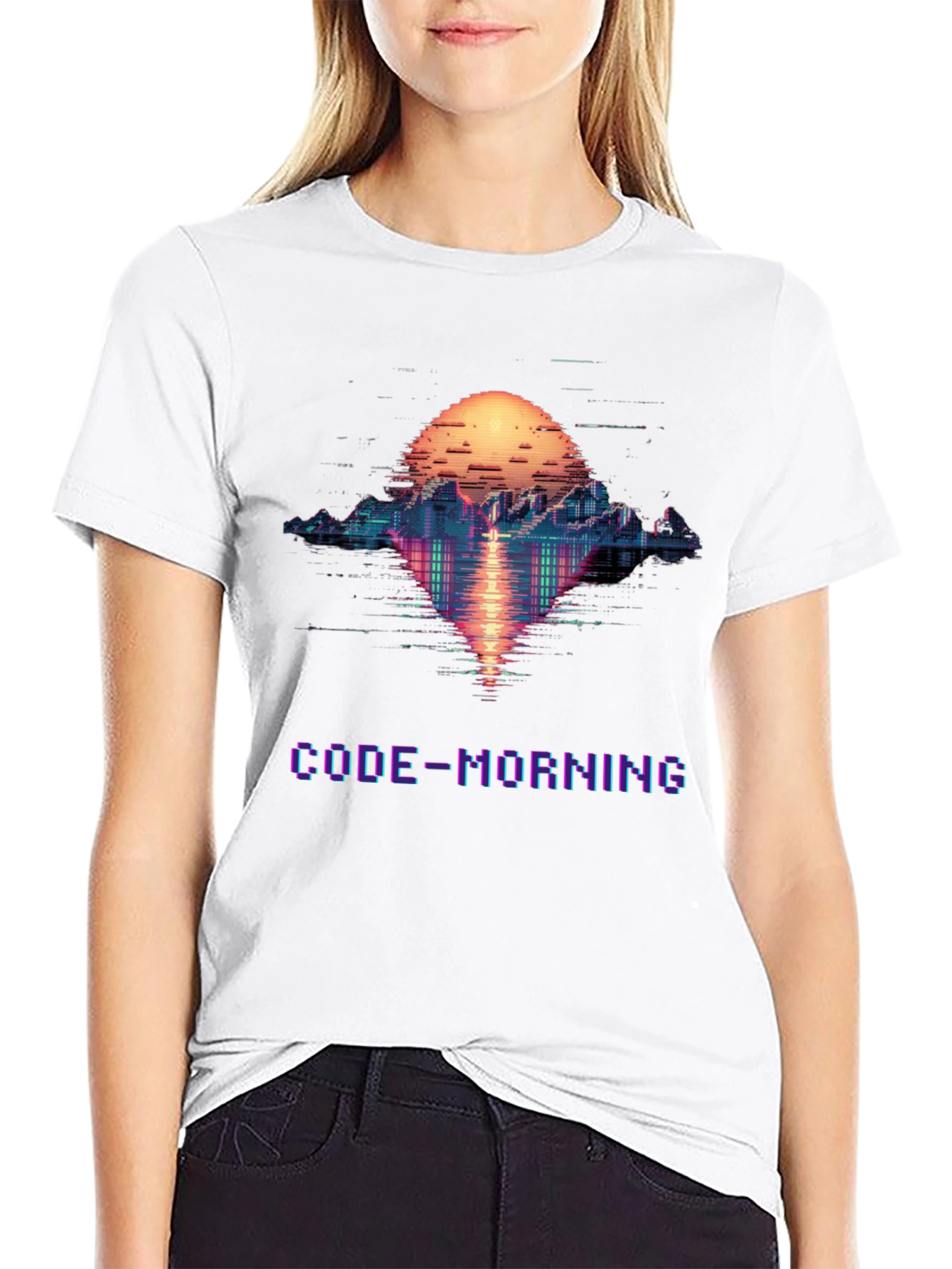Code-Morning Graphic Tee - Retro Pixel Art