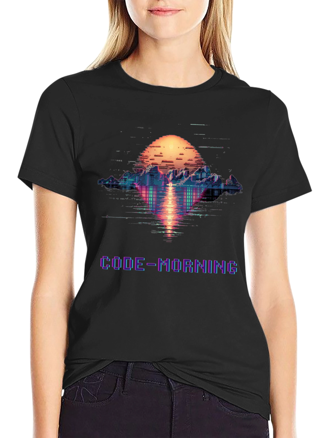 Code-Morning Graphic Tee - Retro Pixel Art