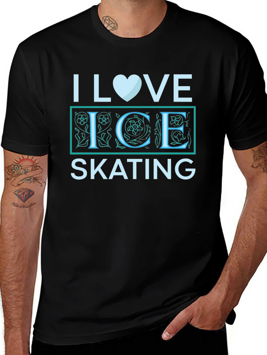 I Love Ice Skating Black Graphic Tee