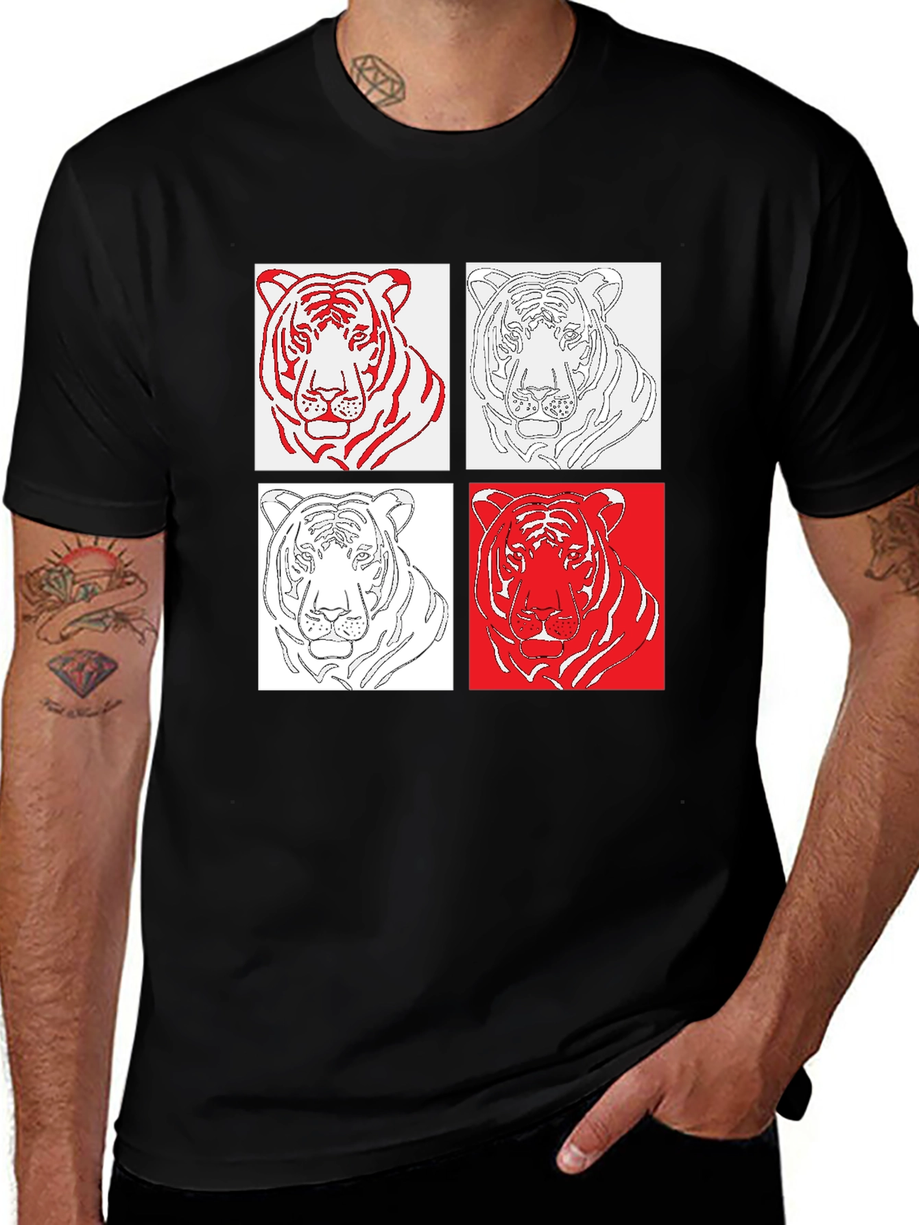 Tiger Art Graphic Black T-Shirt