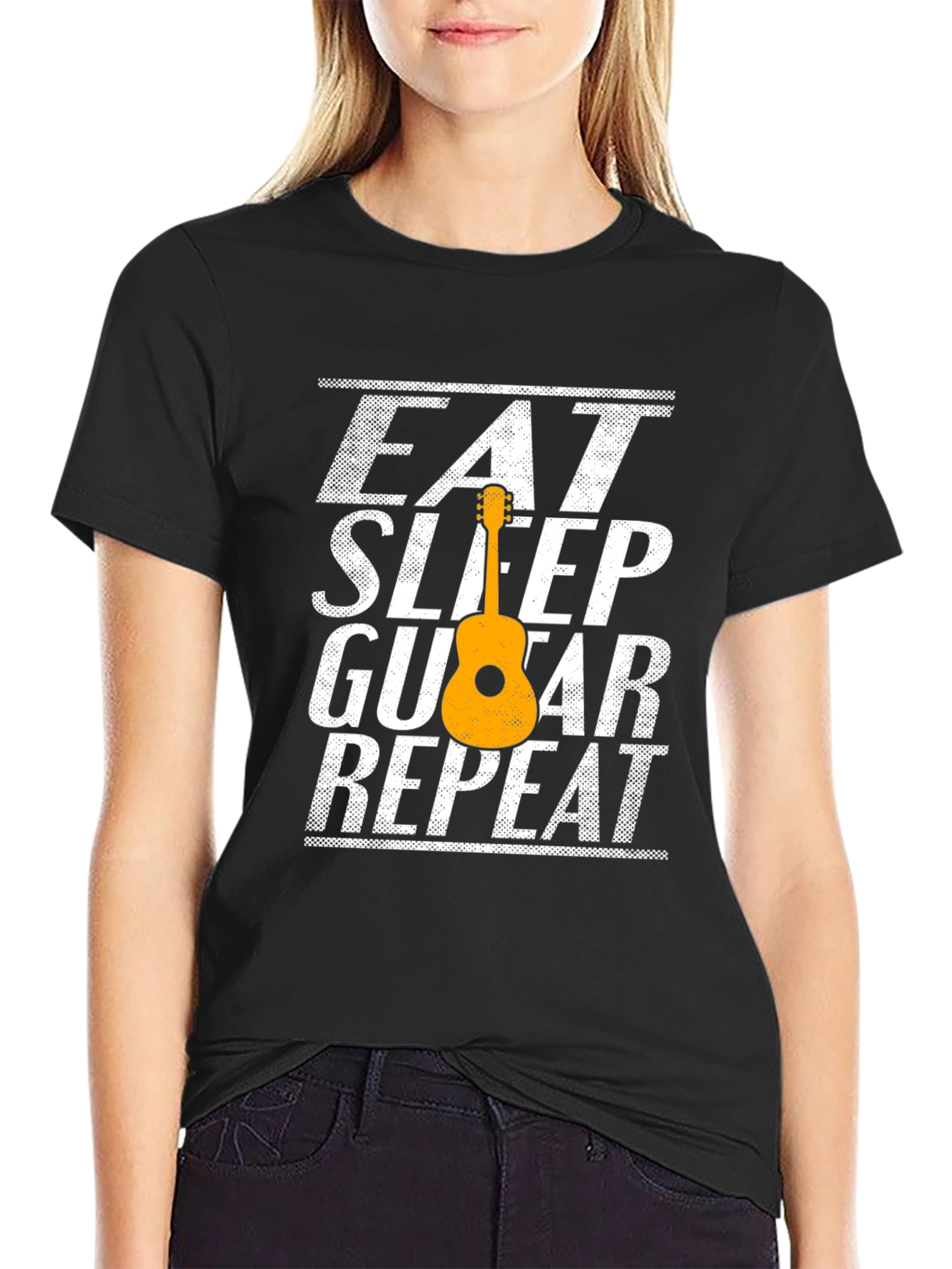 Eat Sleep Guitar Repeat T-Shirt Musician Tee