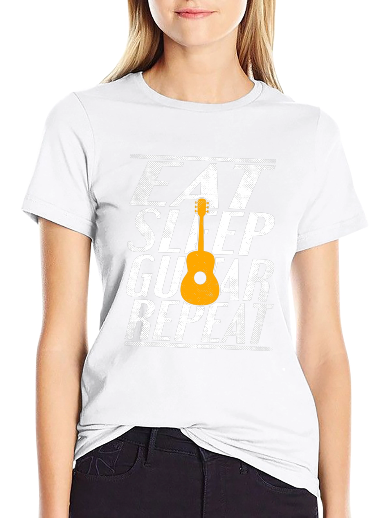 Eat Sleep Guitar Repeat T-Shirt Musician Tee