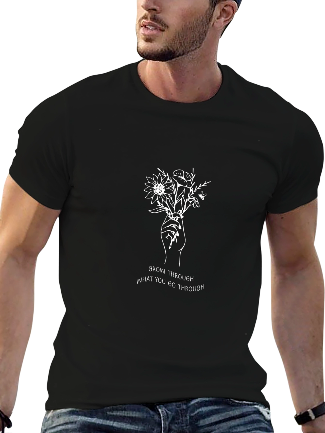 Grow Through What You Go Through Black Graphic Tee