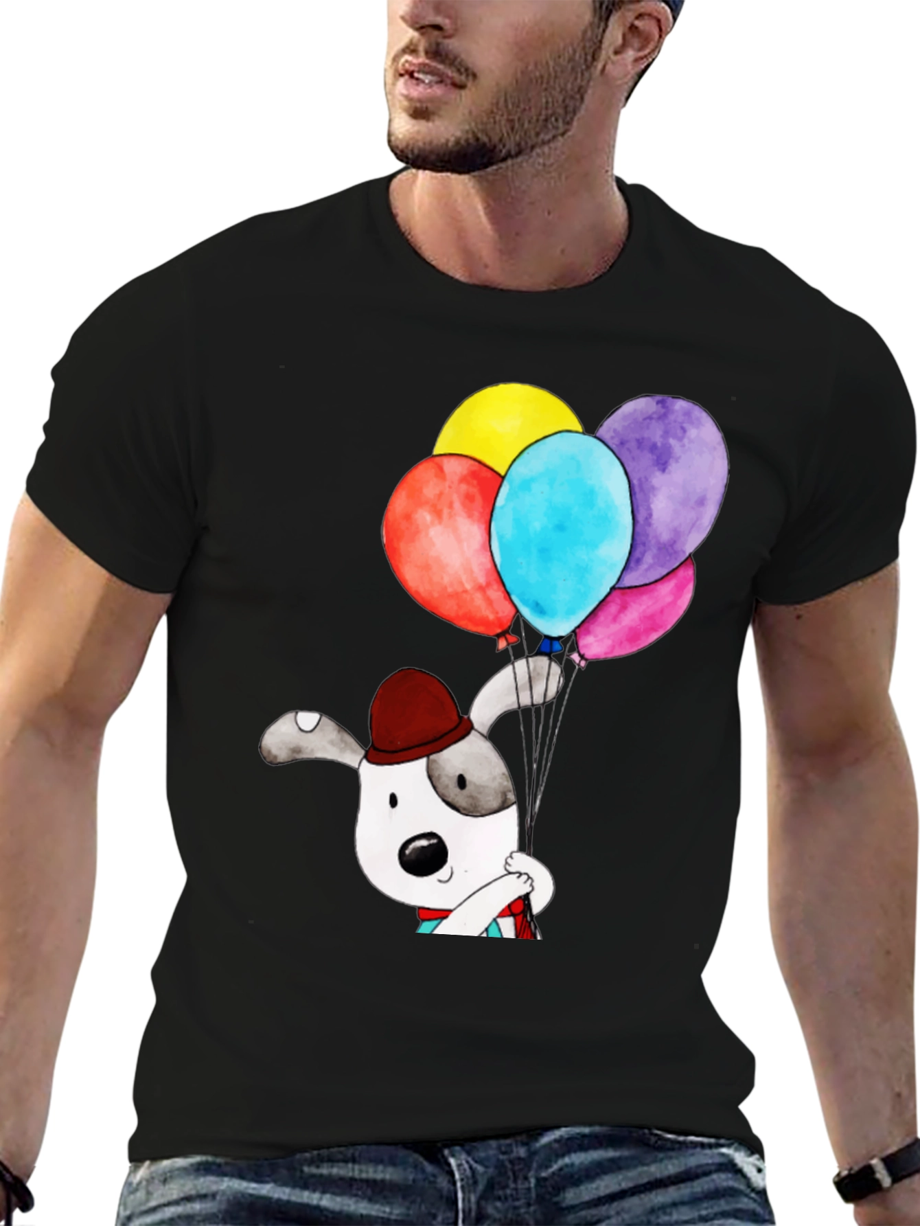 Dog with Balloons Graphic Tee