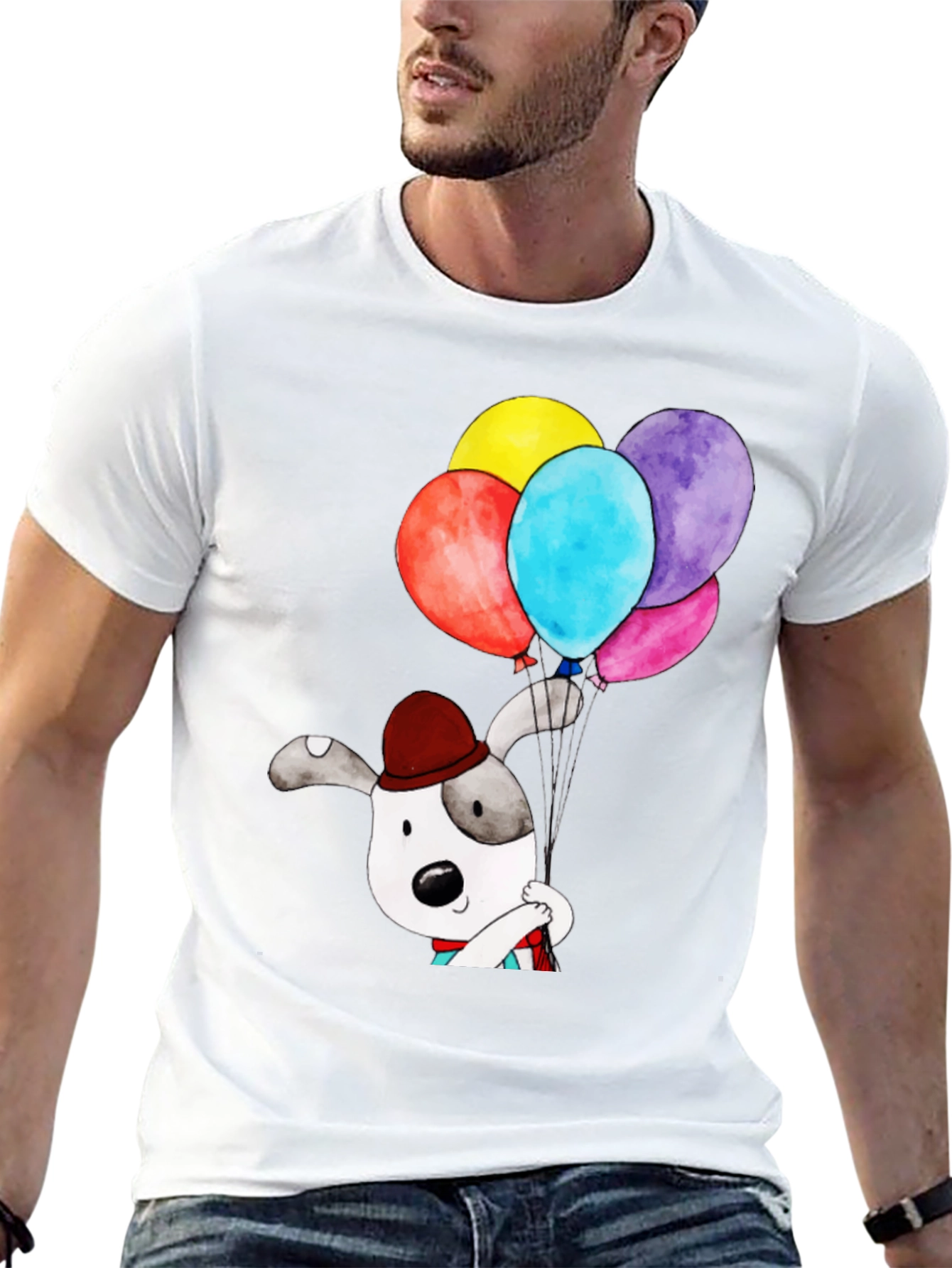 Dog with Balloons Graphic Tee