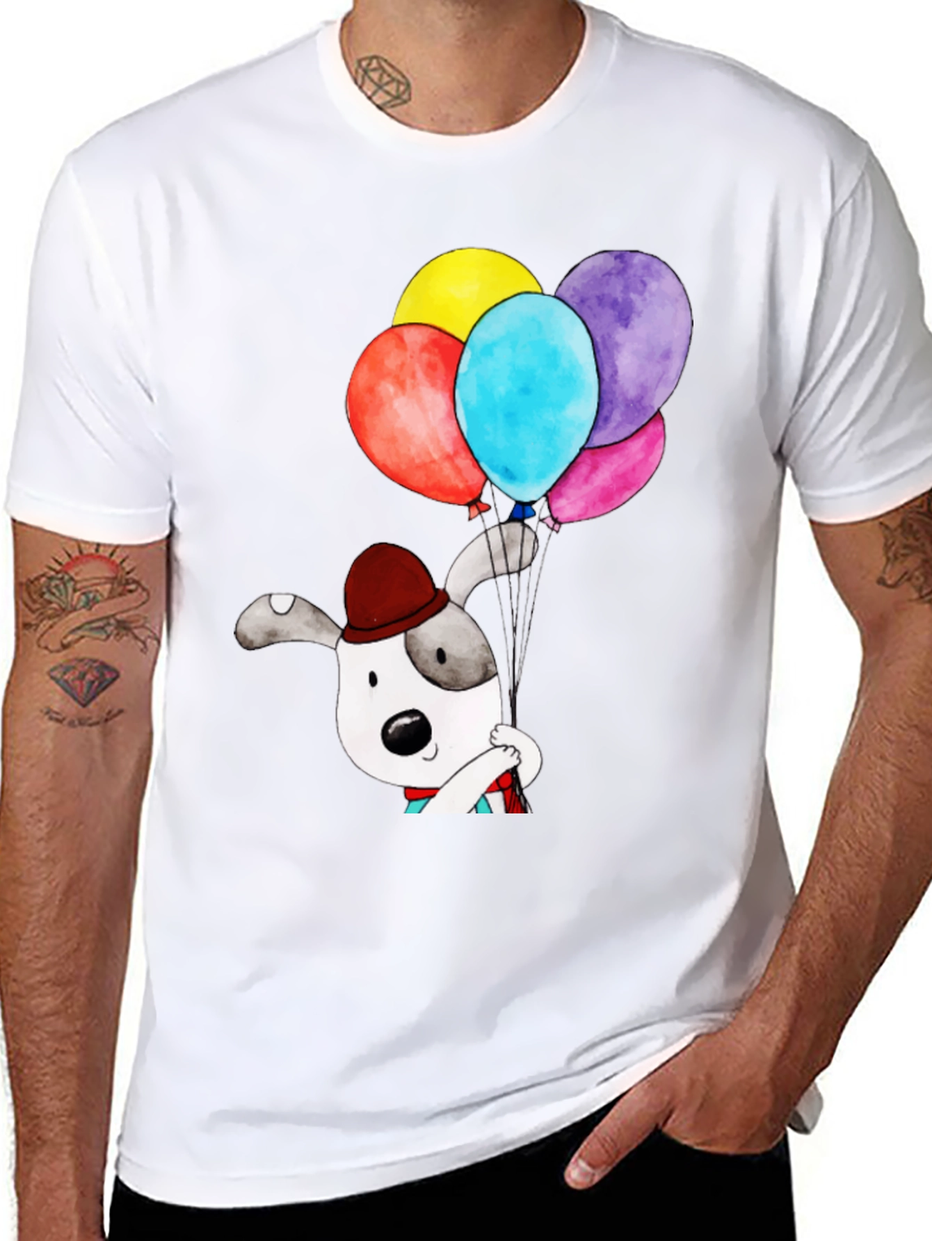 Dog with Balloons Graphic Tee
