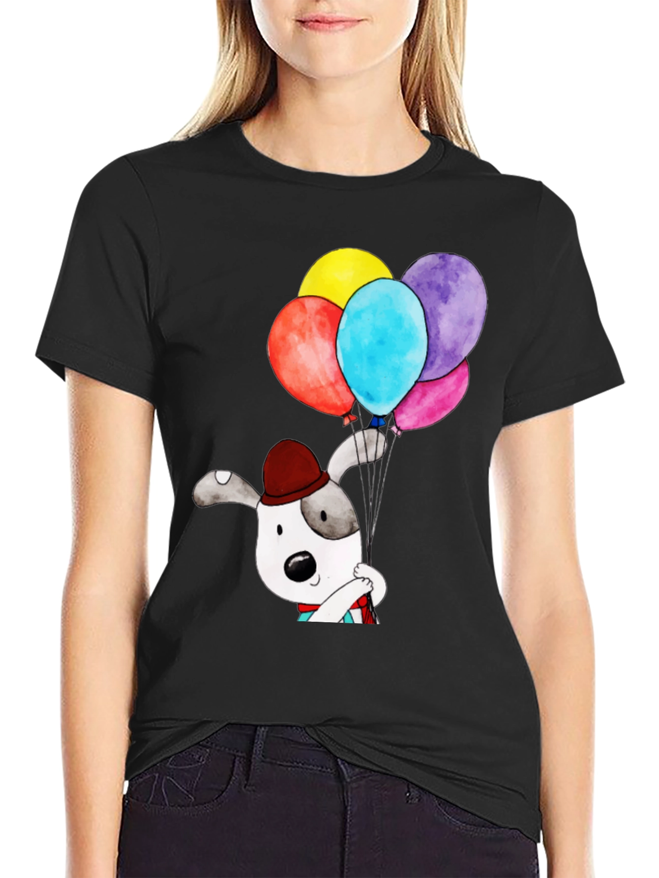 Dog with Balloons Graphic Tee