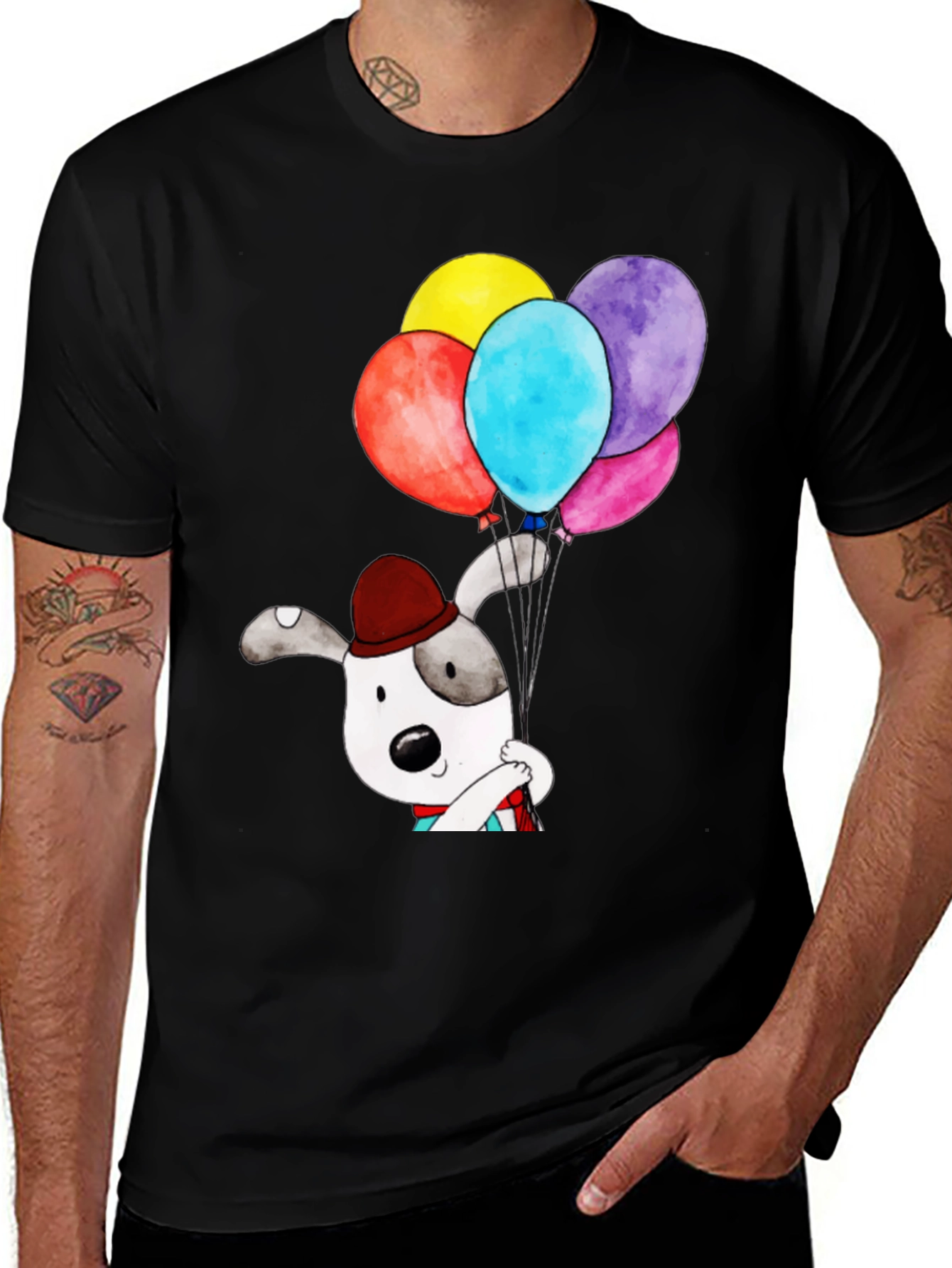 Dog with Balloons Graphic Tee