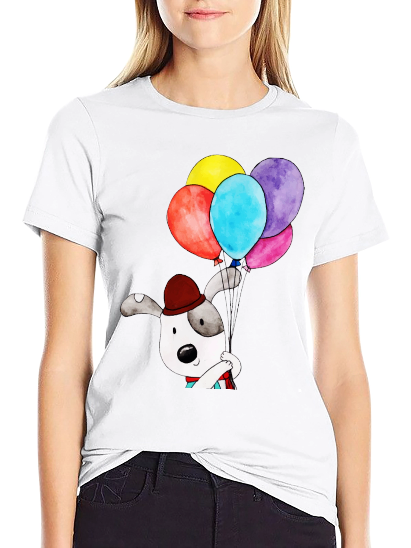 Dog with Balloons Graphic Tee