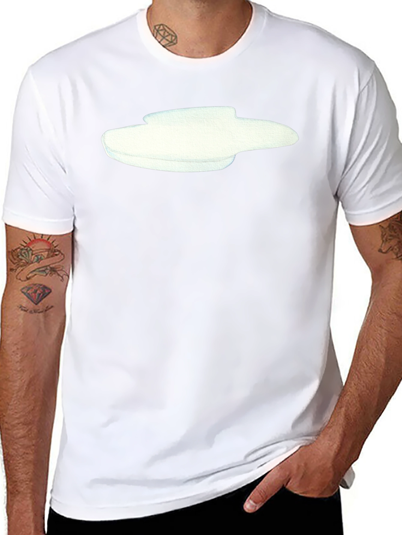 Modern Graphic Tee - Abstract White Design on Black