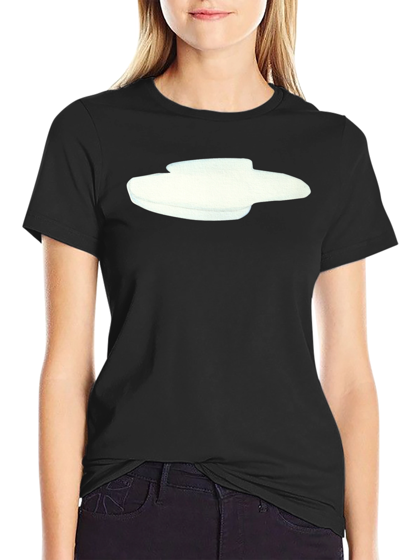 Modern Graphic Tee - Abstract White Design on Black