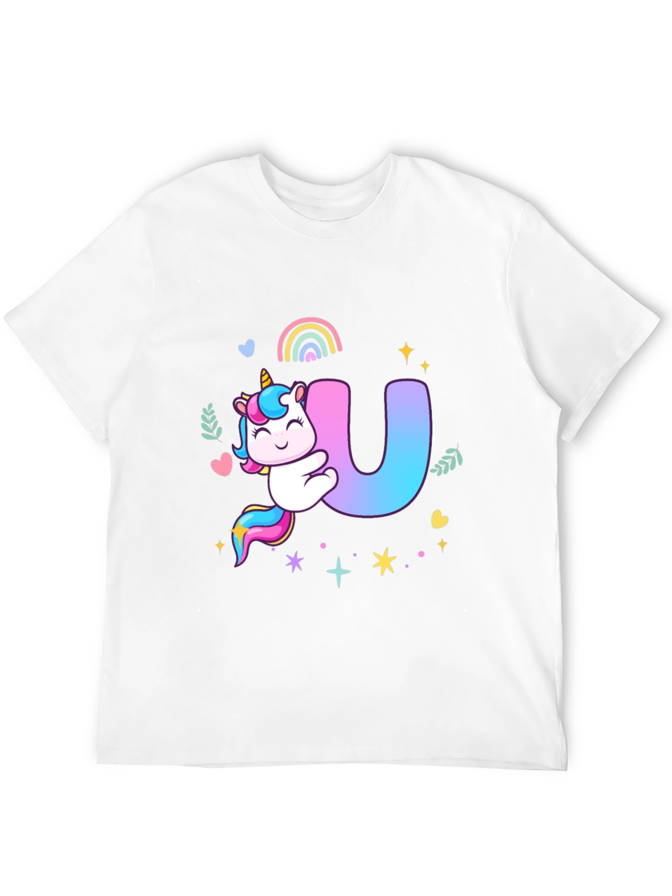 Unicorn U Initial Black T-Shirt