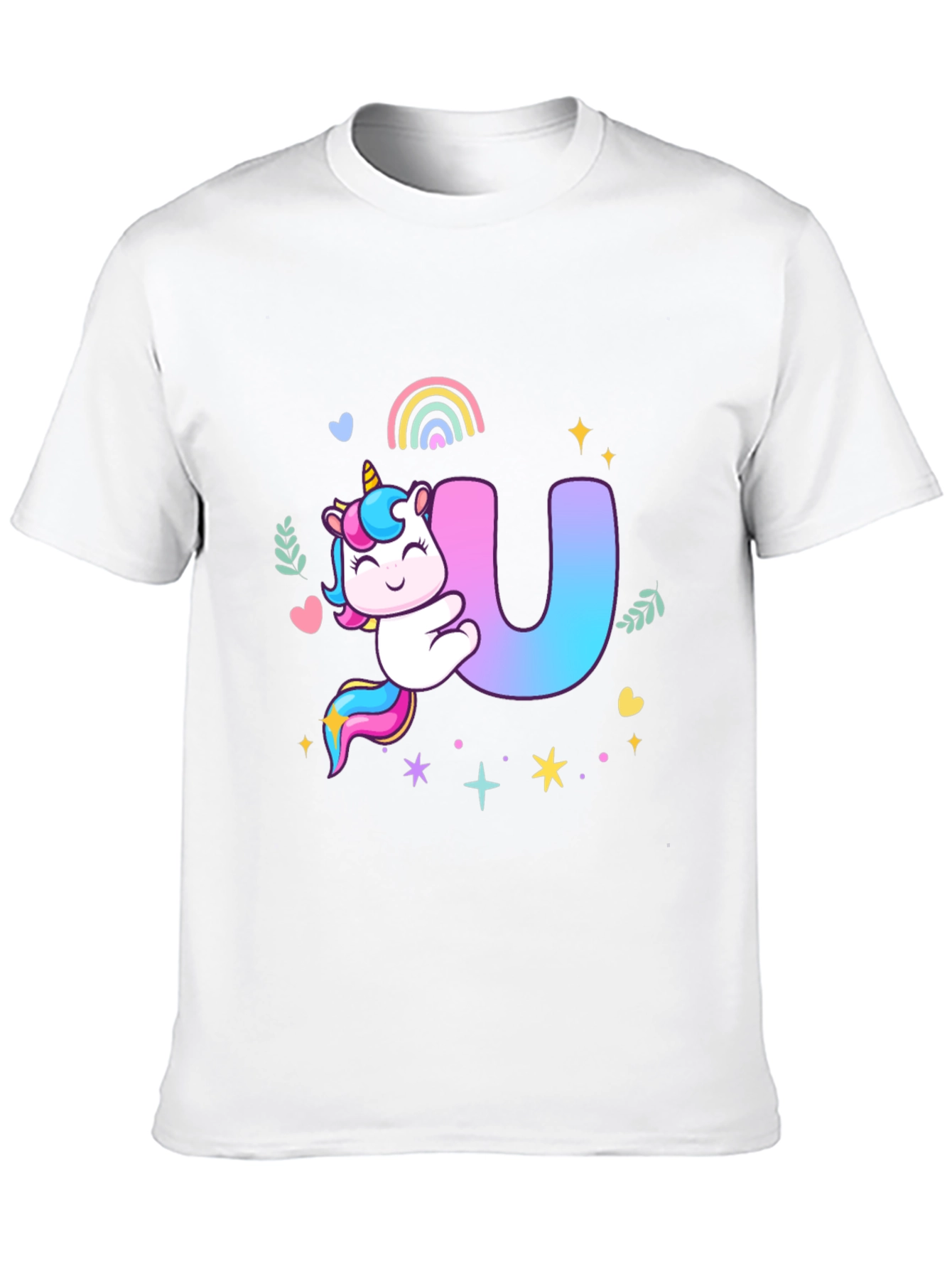Unicorn U Initial Black T-Shirt