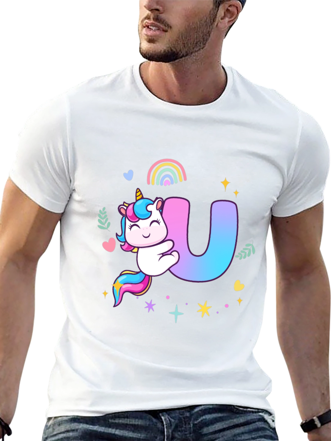 Unicorn U Initial Black T-Shirt